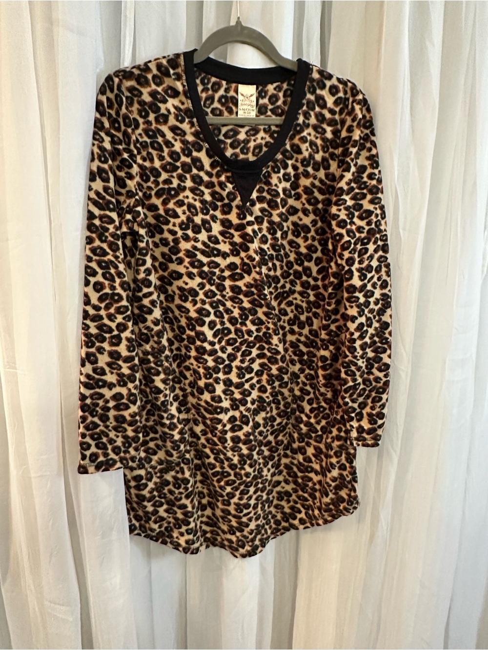 Faded Glory Leopard Print Teddy Jacket with Black Trim
